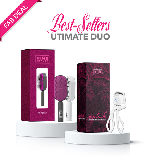 Best Sellers Bundle- Electric Eyelash Curler and Self Cleaning Hair Brush