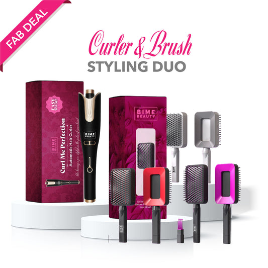 Automatic Hair Curler & 3D Brush Duo for Effortless Styling