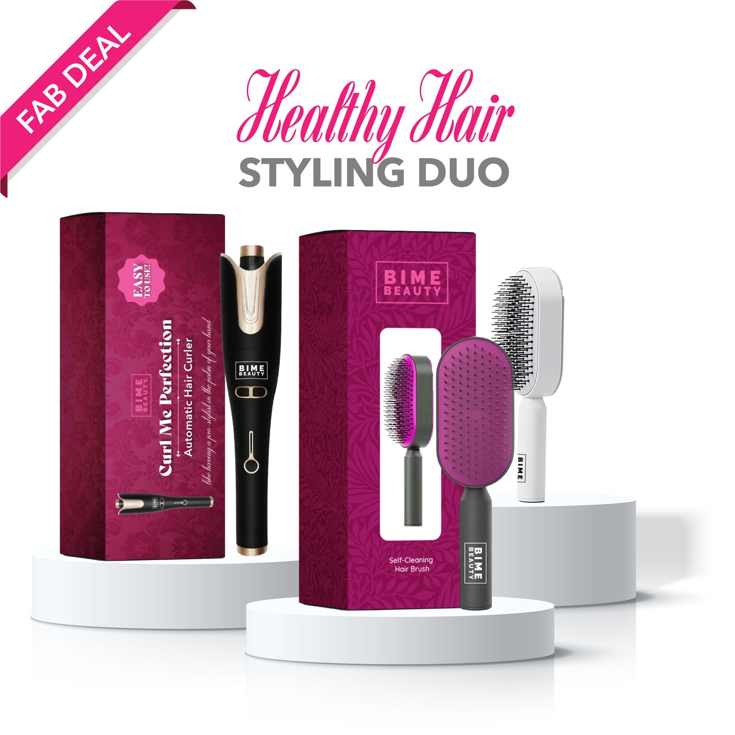 Healthy Hair Duo: Automatic Curler & Self Cleaning Brush
